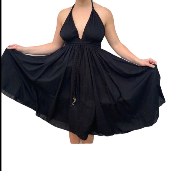 Lapis Boho Black Halter Flowy midi dress - Picture 3 of 7